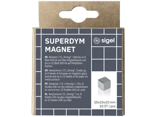 Magneten Sigel voor glasbord set 10stuks zilverkleurig C5 sterk 10x10x - 1