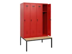 locker met bank,HxBxD 1950x1200x815mm,4vak,vak B 300mm,draaigrendel
