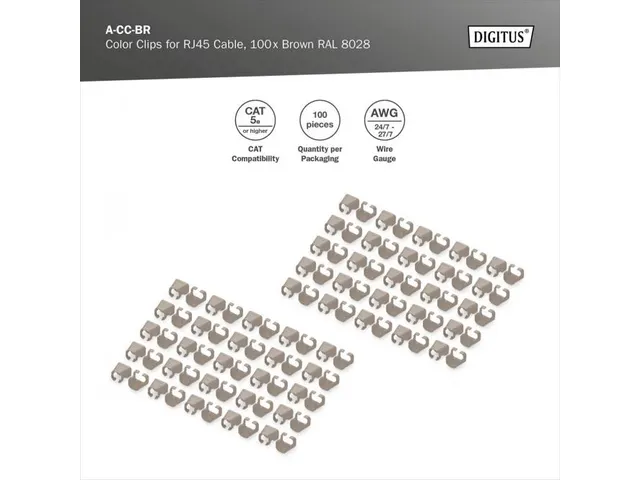 Kleurclips Voor Patchkabels RJ45-stekkers Bruin100 Stuks