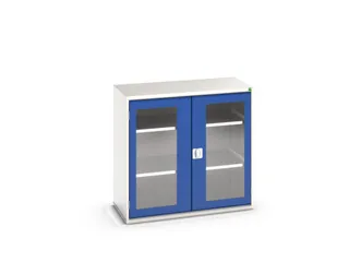 vitrinekast 1000x1050x550mm 2xStalen bodem romp RAL7035 front RAL5010 - 1