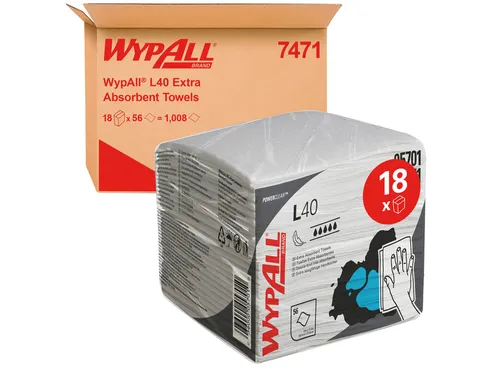 Poetsdoek WypAll L40 1-laags 304x317mm 18x56stuks wit 7471
