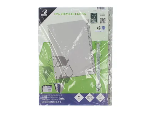 Tabblad ECO Kangaro A4 letters 180 grams grijs karton 4-gaats 20-delig