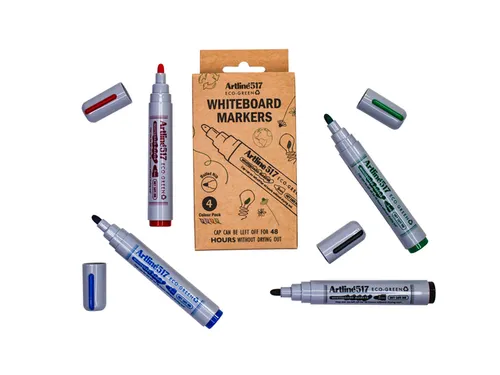 Whiteboardmarker Artline 517 Eco Dry Safe rond Medium assorti 4 stuks