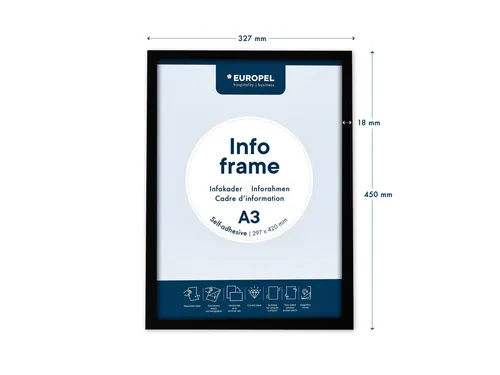 Infokader Europel zelfklevend A3 zwart