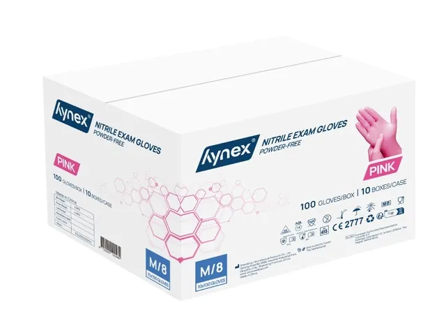 Handschoen Hynex nitril M roze 3.5gr 100 stuks