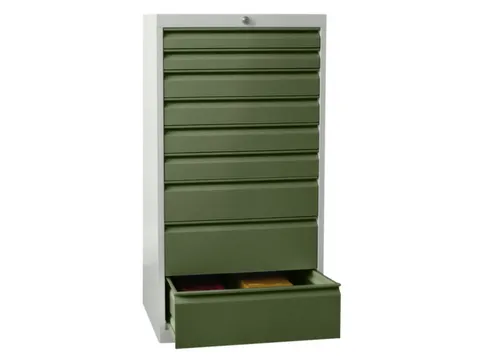 ladekast HxBxD 1200x500x600mm 9laden cilinderslot RAL7035 front RAL601