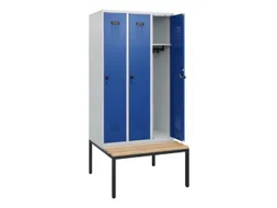 locker met bank,HxBxD 1950x900x815mm,3vak,vak B 300mm,draaigrendel