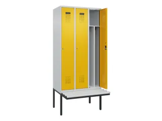 locker met bank,voor scheiding van kleding,HxBxD 2120x900x815mm,3vak - 1