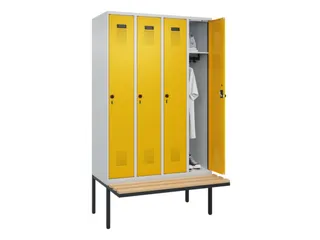 locker met bank,HxBxD 2120x1200x815mm,4vak,vak B 300mm,draaigrendel - 1