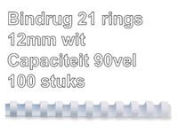 Bindrug Fellowes 12mm 21-rings A4 wit 100stuks