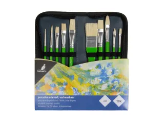 Penselen Kangaro olieverf set van 10stuks in etui - 2