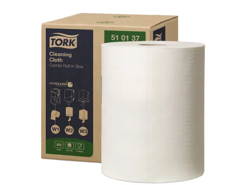Reiningingsdoek Tork W1 herbruikbaar nonwoven 400 vel wit 510137