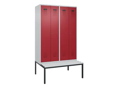 PBM-locker met bank,HxBxD 2120x1200x815mm,4vak,vak B 300mm
