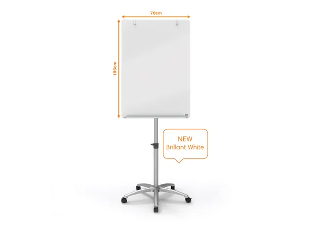 Chevalet mobile Nobo en verre blanc brillant 70x100cm
