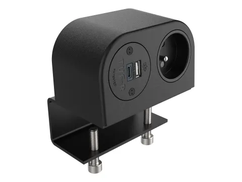 Desktop stekkerdoos Power Phase 1x penaarde + USB A en C 25W Zwart