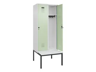 locker met bank,HxBxD 2120x800x815mm,2vak,vak B 400mm,draaigrendel - 1