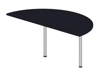 aanbouwtafel,i.h.v.,HxBxD 720-840x1600x800mm,halfrond,CC-zwart - 1