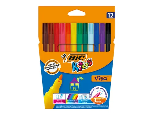 Kleurstiften BicKids Visa fijn assorti etui à 12 stuks