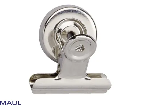 Papierklem MAUL Bulldog met magneet 52mm capaciteit 20mm zilver