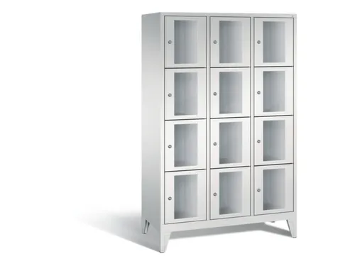 Lockerkast 1850x1200x500mm 3x4 vakken Cilinderslot Poten, RAL7035