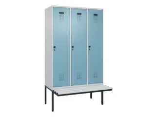 locker met bank,HxBxD 2120x1200x815mm,3vak,vak B 400mm,draaigrendel - 2