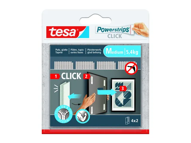 Kleefsttip tesa Powerstrips Click Medium 4 paar wit