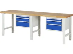 établi HxlxP 790-1140x2500x700mm plateau hêtre force 750kg