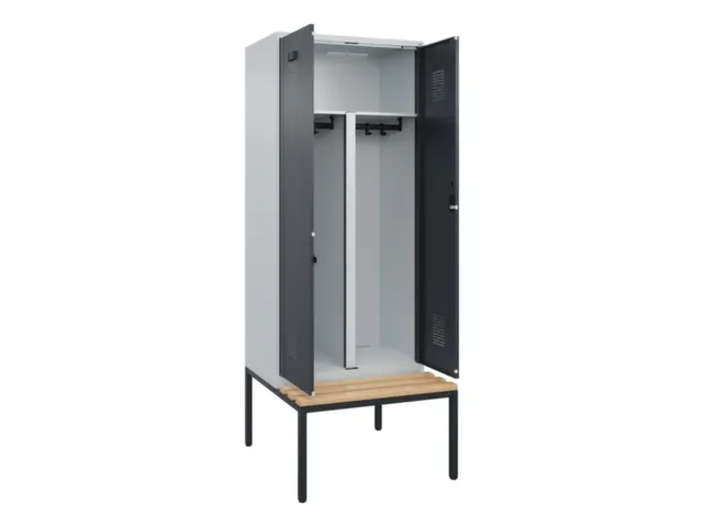 PBM-locker met bank,HxBxD 2120x800x815mm,2vak,vak B 400mm