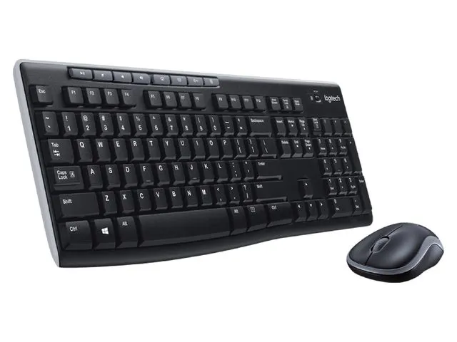 Logitech Draadloos Toetsenbord MK270 QWERTY + Compacte muis Zwart