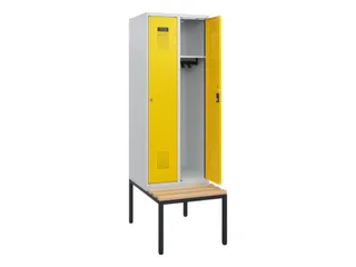 locker met bank,HxBxD 1950x600x815mm,2vak,vak B 300mm,cilinderslot - 1