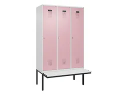 locker met bank,HxBxD 2120x1200x815mm,3vak,vak B 400mm,cilinderslot