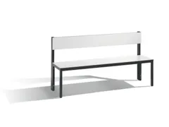 omkleedbank,HxLxD 796x1500x407mm,HPL wit,frame staal RAL7021,leuning