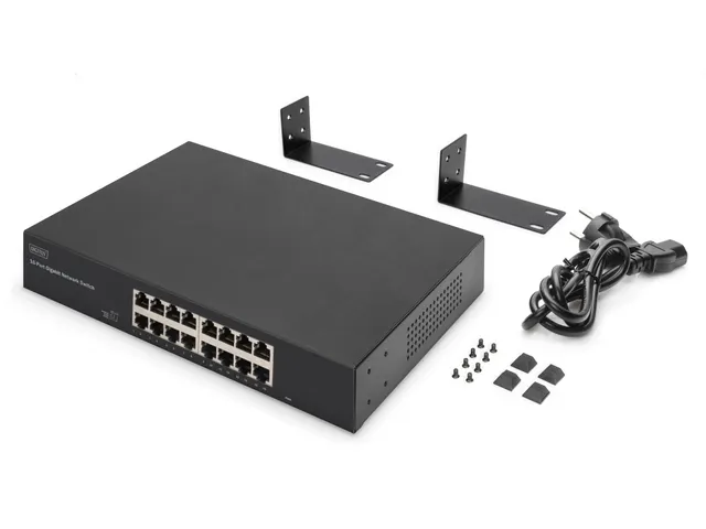 DIGITUS 16-poort gigabit switch, 19 inch, onbeheerd