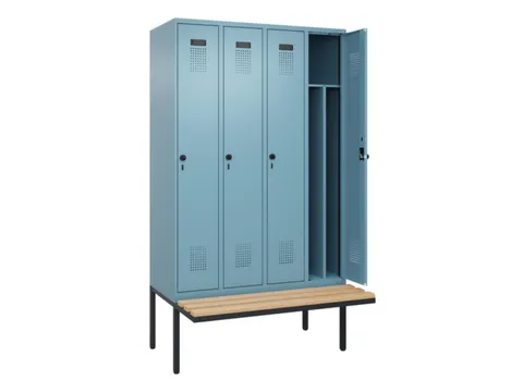 locker met bank,voor scheiding van kleding,HxBxD 2120x1200x815mm,4vak