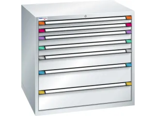 ladekast 1000x1005x695mm 7laden RAL7035 front RAL7035 - 1