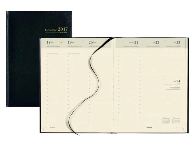 Agenda 2027 Brepols Concorde Lima 7 jours/2 pages noir
