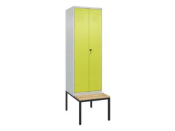 PBM-locker met bank,HxBxD 2120x600x815mm,2vak,vak B 300mm,draaigrendel