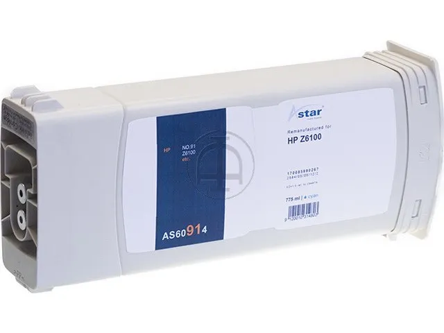AS60914 ASTAR HP 91 DNJ Inkt cyaan rebuilt Blister 775ml