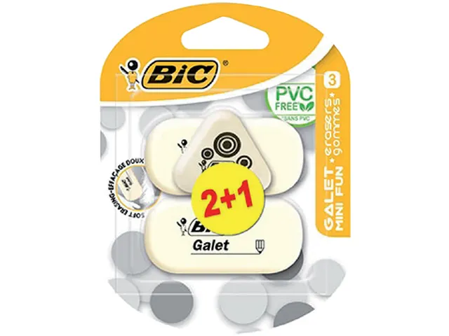 Gum Bic Galet pvc vrij zacht potlood wit blister à 3 stuks