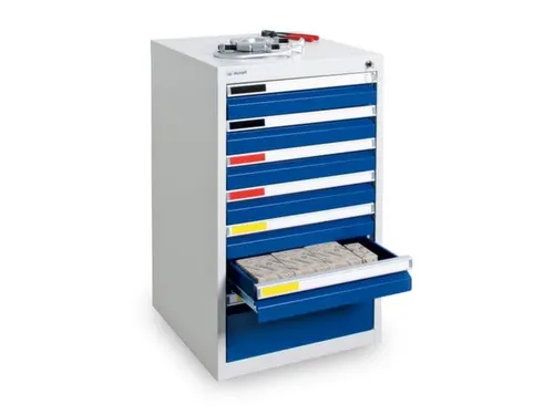 Ladekast Hxbxd 900x500x500mm 7 Laden Romp Ral7035 Front Ral5010