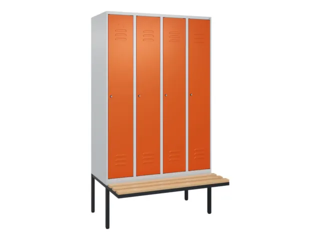 locker met bank,HxBxD 2120x1200x815mm,4vak,vak B 300mm,cil.-slot