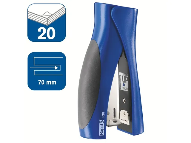 Nietmachine Rapid F20 StandUp Halfstrip 20vel 24/6 blauw