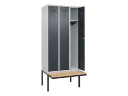 locker met bank,HxBxD 2120x900x815mm,3vak,vak B 300mm,cilinderslot