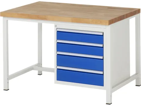 werkbank,HxBxD 840-1040x1250x900mm,beukblad,draagverm. 1250kg,4voeten