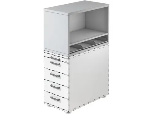 containeropzet,HxBxD 530x428x800mm,m. 3kunstst. inzetelementen DIN A4