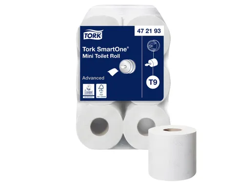 Toiletpapier Tork SmartOne Mini T9 advanced 2-laags 620 vel wit 472193