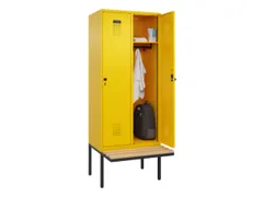 locker met bank,HxBxD 2120x800x815mm,2vak,vak B 400mm,draaigrendel
