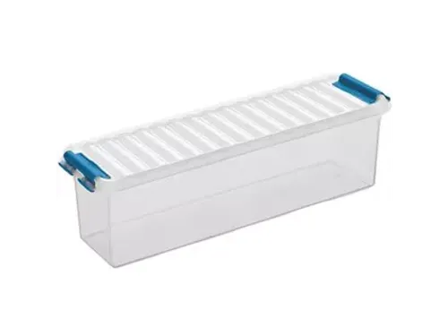 Q-line opbergbox 1,3L transparant blauw - 27x8,4x9cm