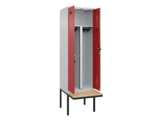 PBM-locker met bank,HxBxD 2120x600x815mm,2vak,vak B 300mm,draaigrendel - 1
