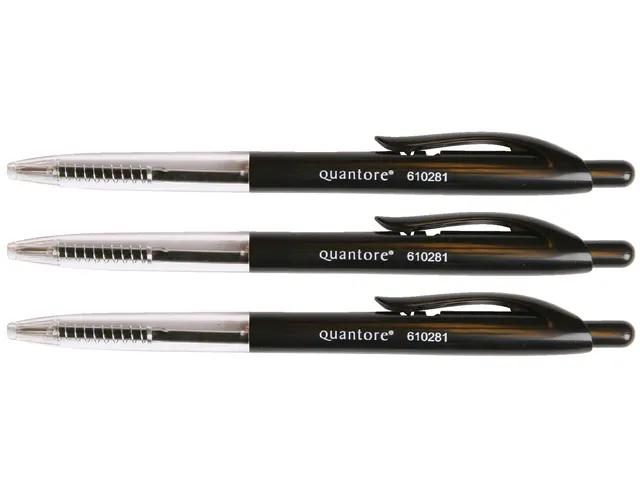 Balpen Quantore drukknop zwart medium Voordeelbundel